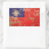 Sticker Rectangulaire Drapeau Taïwanais Vintage Âgé (Sac)