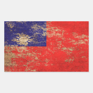 Sticker Rectangulaire Drapeau taiwanais vintage âgé rugueux