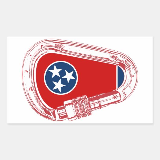 Sticker Rectangulaire Drapeau Tennessee Escalade carabiner (Devant)