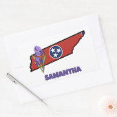 Sticker Rectangulaire Drapeau Tennessee et fleur pourpre Iris texte pers (Enveloppe)