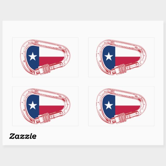 Sticker Rectangulaire Drapeau Texas Escalade carabiner (Feuille)