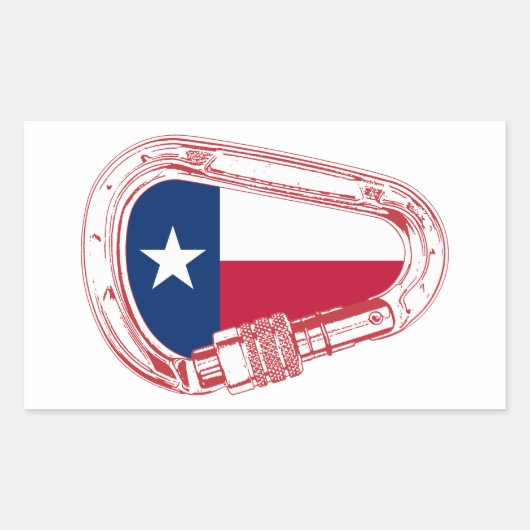 Sticker Rectangulaire Drapeau Texas Escalade carabiner (Devant)