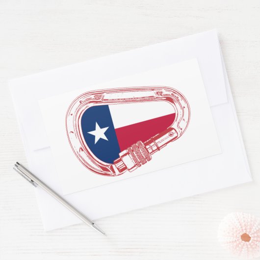 Sticker Rectangulaire Drapeau Texas Escalade carabiner (Enveloppe)