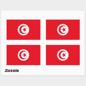 Sticker Rectangulaire Drapeau Tunisie/Tunisie (Feuille)