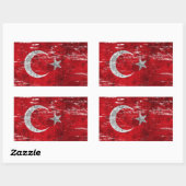 Sticker Rectangulaire Drapeau turc soufflé et usé (Feuille)