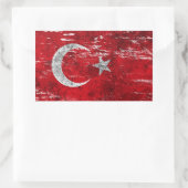 Sticker Rectangulaire Drapeau turc soufflé et usé (Sac)