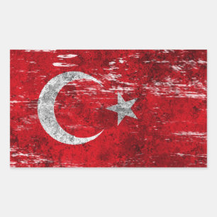 Sticker Rectangulaire Drapeau turc soufflé et usé