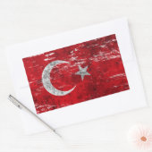 Sticker Rectangulaire Drapeau turc soufflé et usé (Enveloppe)