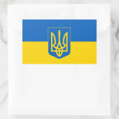 Sticker Rectangulaire Drapeau ukrainien avec armoiries (Sac)