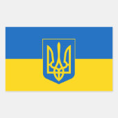 Sticker Rectangulaire Drapeau ukrainien avec armoiries (Devant)