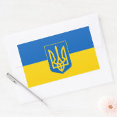 Sticker Rectangulaire Drapeau ukrainien avec armoiries (Enveloppe)