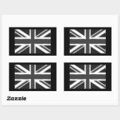 Sticker Rectangulaire Drapeau Union Jack du Royaume-Uni - Chrome (Feuille)