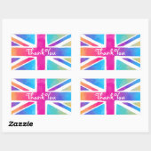 Sticker Rectangulaire Drapeau Union Jack en Merci d'aquarelles lumineuse (Feuille)