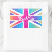Sticker Rectangulaire Drapeau Union Jack en Merci d'aquarelles lumineuse (Sac)