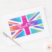 Sticker Rectangulaire Drapeau Union Jack en Merci d'aquarelles lumineuse (Enveloppe)