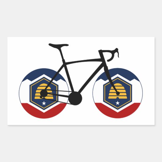 Sticker Rectangulaire Drapeau Utah Cyclisme (Devant)