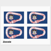 Sticker Rectangulaire Drapeau Utah Escalade carabiner (Feuille)