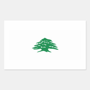 Sticker Rectangulaire Drapeau vert d'arbre de cèdre du Liban