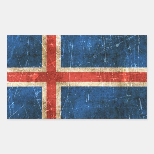 Sticker Rectangulaire Drapeau vintage de l'Islande (Devant)