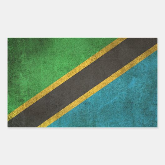 Sticker Rectangulaire Drapeau vintage déchiré de Tanzanie (Devant)
