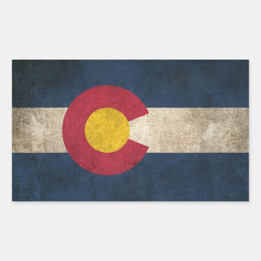 Sticker Rectangulaire Drapeau vintage en détresse du Colorado (Devant)