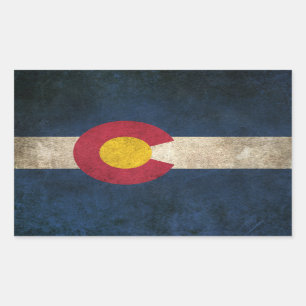 Sticker Rectangulaire Drapeau vintage en détresse du Colorado