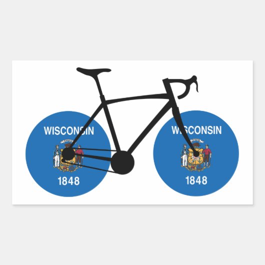 Sticker Rectangulaire Drapeau Wisconsin Cyclisme (Devant)