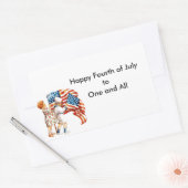Sticker Rectangulaire Drapeaux agitant garçon et fille (Enveloppe)
