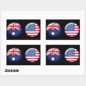 Sticker Rectangulaire Drapeaux australiens et américains (Feuille)