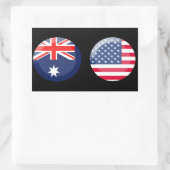 Sticker Rectangulaire Drapeaux australiens et américains (Sac)