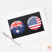 Sticker Rectangulaire Drapeaux australiens et américains (Enveloppe)