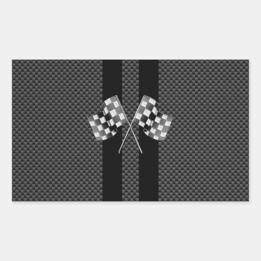 Sticker Rectangulaire Drapeaux de course Stripes dans un décor de fibre  (Devant)
