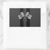 Sticker Rectangulaire Drapeaux de course sur bandes noires Style fibre d (Sac)