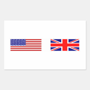 Sticker Rectangulaire Drapeaux du Royaume-Uni et des États-Unis côte à c