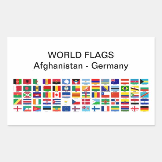 Sticker Rectangulaire Drapeaux mondiaux : Afghanistan - Allemagne (Devant)