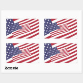 Sticker Rectangulaire Drapeaux USA imbriqués Étoiles et rayures (Feuille)