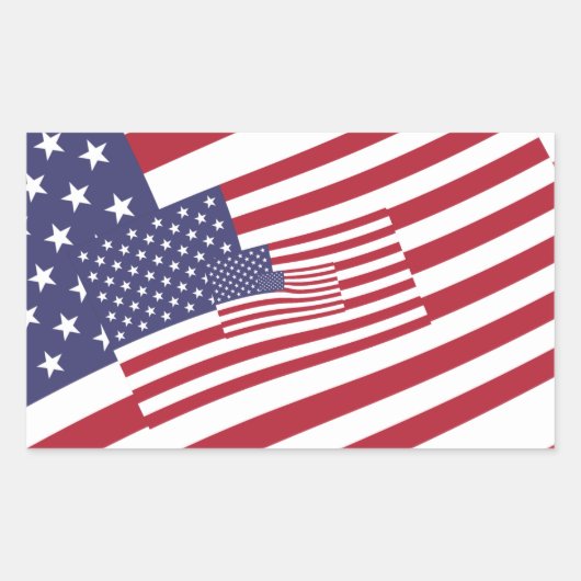 Sticker Rectangulaire Drapeaux USA imbriqués Étoiles et rayures (Devant)