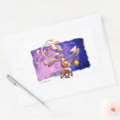 Sticker Rectangulaire DREAM BIG CHRISTMAS REINDEER par Jeff Willis Art (Enveloppe)