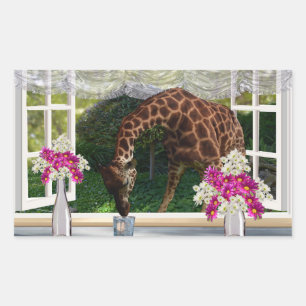 Sticker Rectangulaire Dresseur de fenêtre Giraffe,