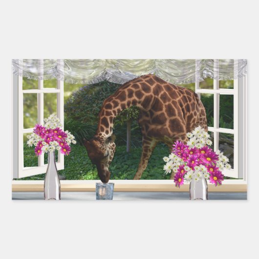 Sticker Rectangulaire Dresseur de fenêtre Giraffe, (Devant)
