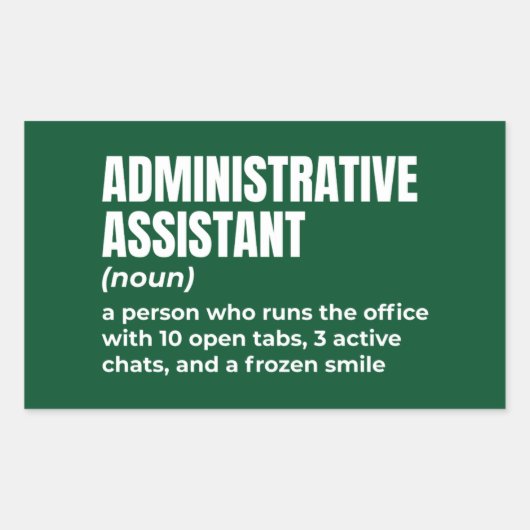 Sticker Rectangulaire Drôle Assistant administratif Définition (5)W (Devant)