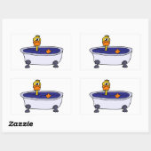 Sticker Rectangulaire Drôle canard dans un dessin sur la baignoire (Feuille)