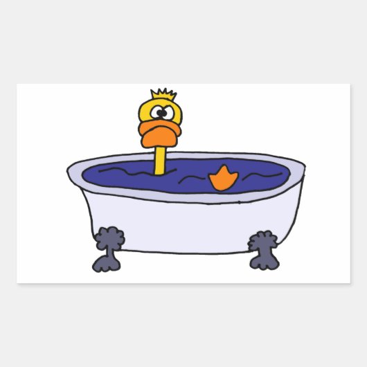 Sticker Rectangulaire Drôle canard dans un dessin sur la baignoire (Devant)
