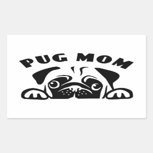 Sticker Rectangulaire Drôle Carlin Maman Cute Chien Coquelicot Caricatu