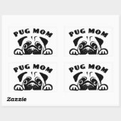 Sticker Rectangulaire Drôle Carlin Maman mignonne Chien Chien Chien Cari (Feuille)
