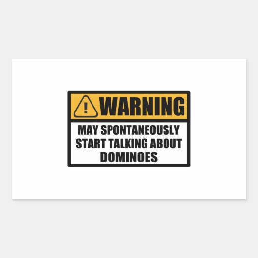 Sticker Rectangulaire Drôle Dominoes Joueur Spontanément Avertissement C (Devant)