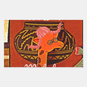 Sticker Rectangulaire Drôle Giraffe avec texte cool Hakuna Matata Design