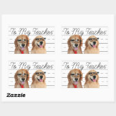 Sticker Rectangulaire Drôle Golden Retriever Appréciation de l'enseignan (Feuille)