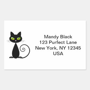 Sticker Rectangulaire Drôle mignon j'ai déplacé Faire-part de chat noir