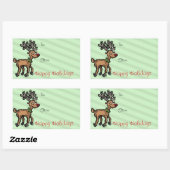 Sticker Rectangulaire Drôle renne de Noël (Feuille)